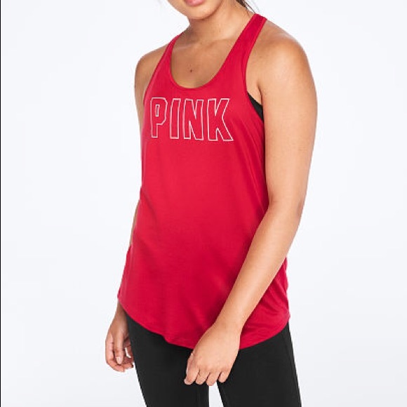 ❗️LAST💕VS PINK RED LOGO RACERBACK TANK TOP - Picture 2 of 10